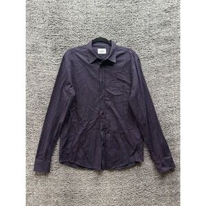 Dondup Cotton Plaid Button Up Long Sleeve‎ Shirt Purple Mens Size L